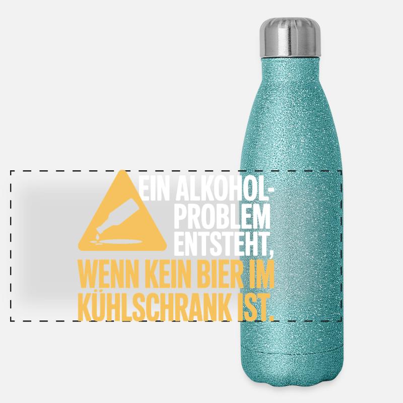Bier Spruch Alkohol Problem Männerabend JGA Herren Panorama Glitzer Isolierflasche 500 ml