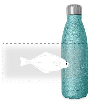 Heilbutt Vollformat weiß - Panorama Glitzer Isolierflasche 500 ml - Blau Glitzer - Vorne