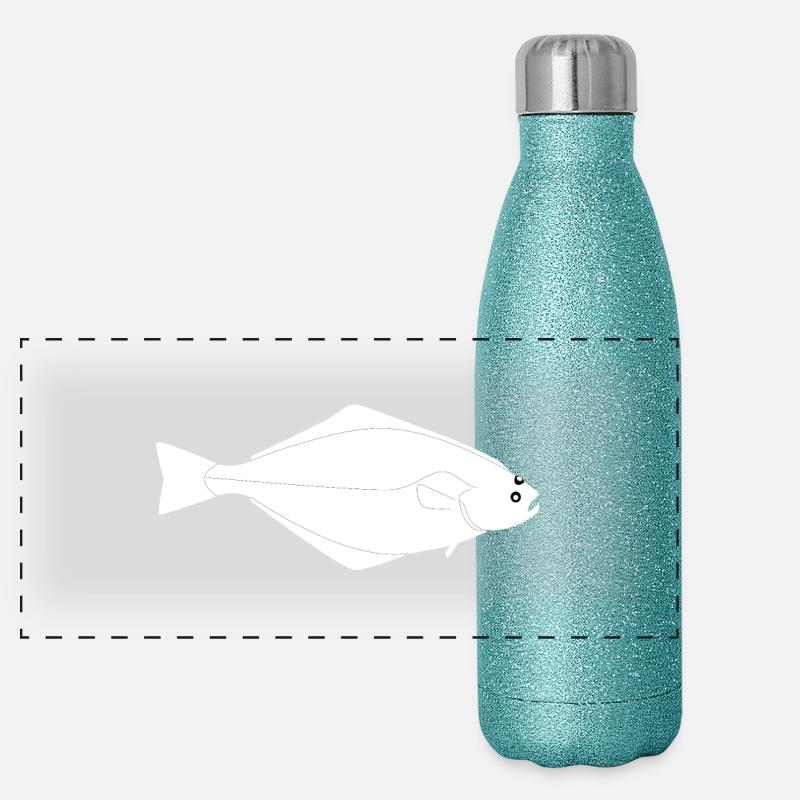 Heilbutt Vollformat weiß Panorama Glitzer Isolierflasche 500 ml
