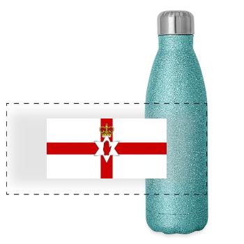 Northern Ireland - Panoramic Glitter Thermal Bottle 500 ml - blue glitter - Front