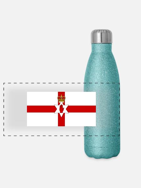 Northern Ireland - Panoramic Glitter Thermal Bottle 500 ml - blue glitter - Front
