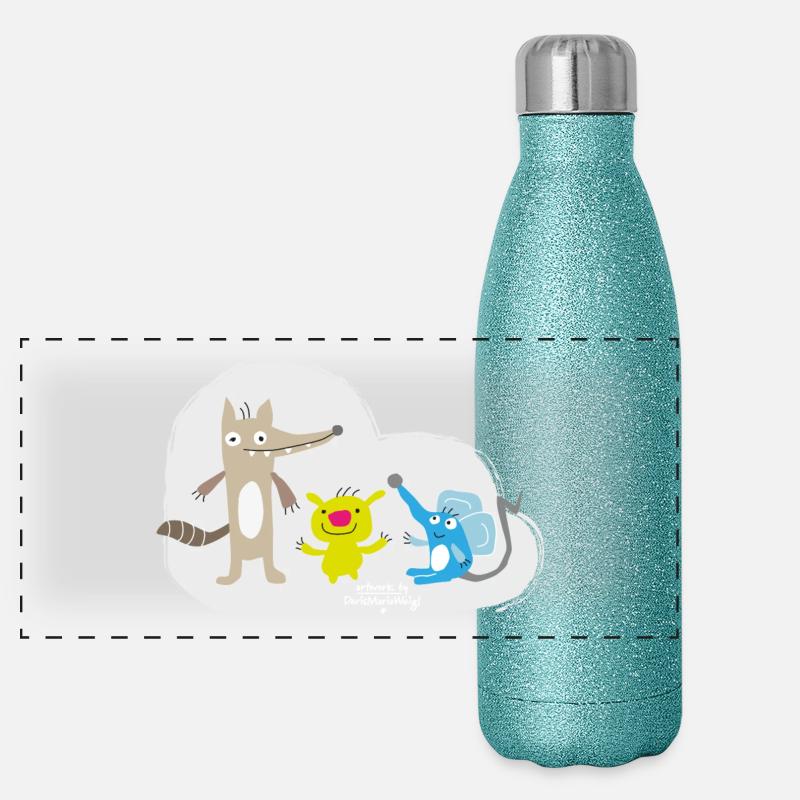 Heureux petits animaux Gourde isotherme panoramique pailletée 500 ml