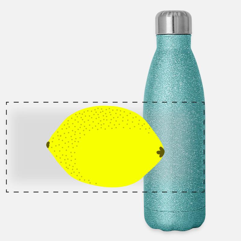Knall Gelbe Zitrone, Obst, Geschenkidee Panorama Glitzer Isolierflasche 500 ml