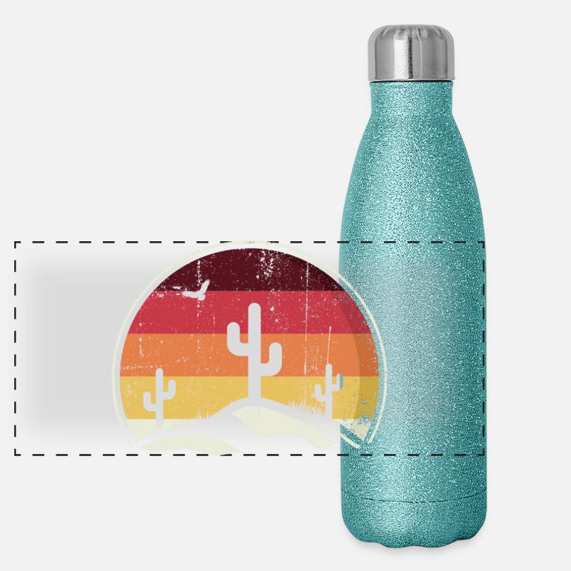 Cercle de cactus du coucher de soleil du désert Gourde isotherme panoramique pailletée 500 ml
