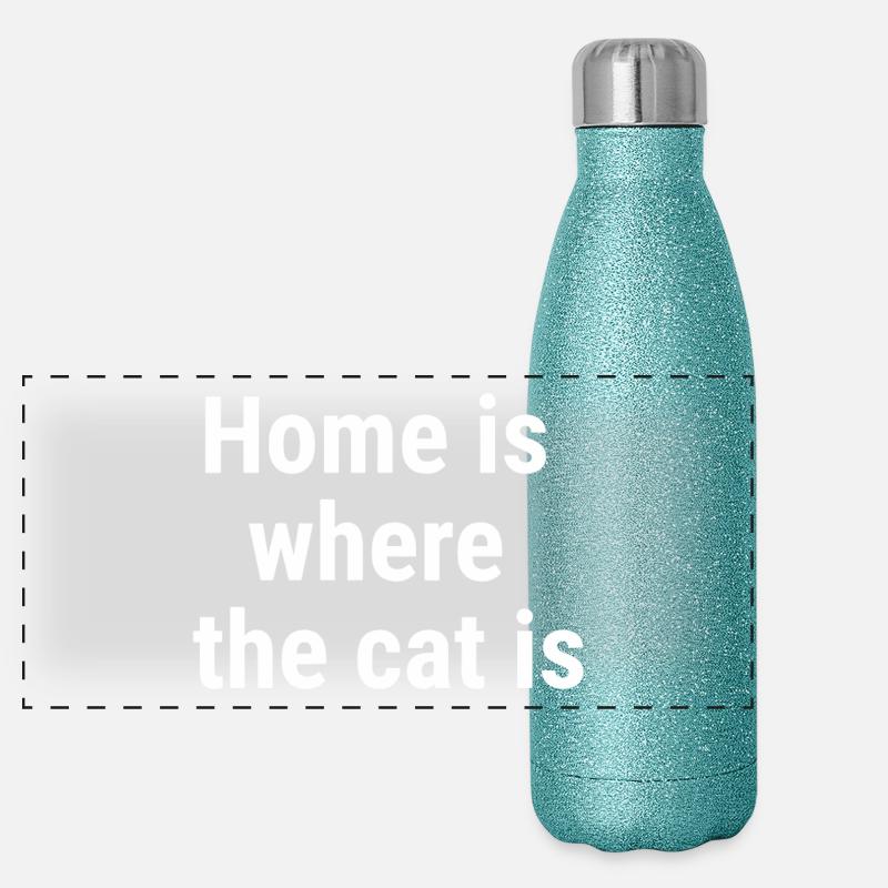 La maison, c’est là où le chat est blanc Gourde isotherme panoramique pailletée 500 ml