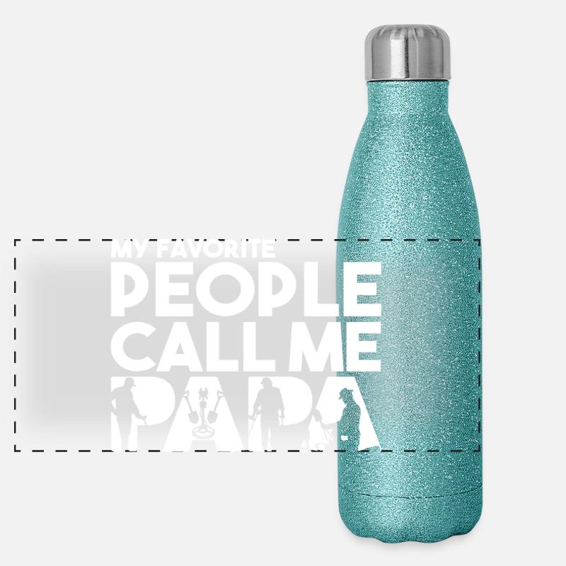 Metal Detector Silhouette Hobby Typography Art Panoramic Glitter Thermal Bottle 500 ml