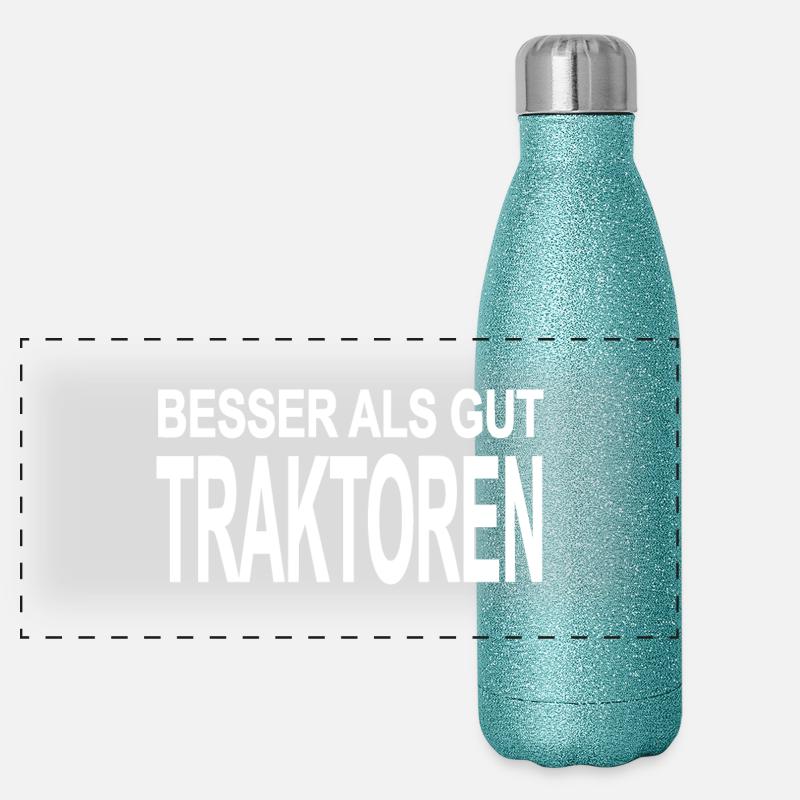 Traktor - Panorama Glitzer Isolierflasche 500 ml - Blau Glitzer