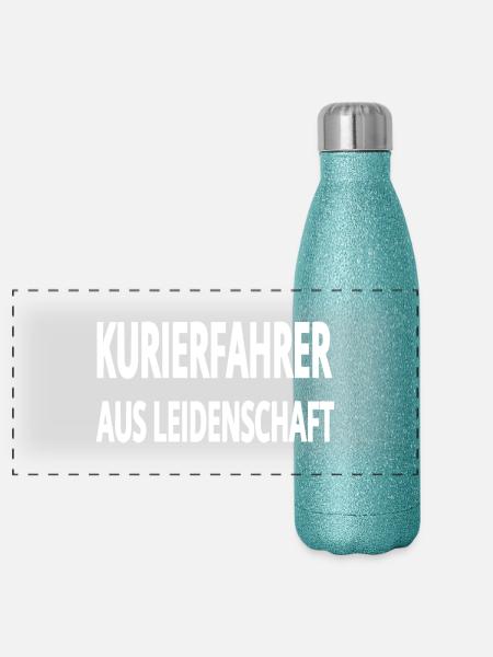 Kurierfahrer - Panorama Glitzer Isolierflasche 500 ml - Blau Glitzer - Vorne