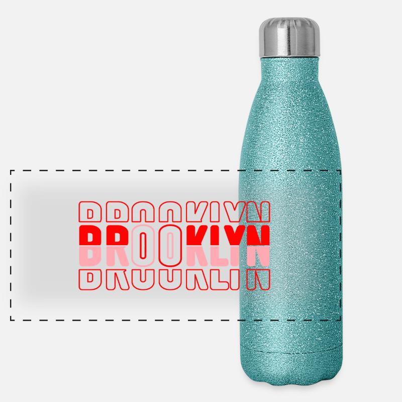 Brooklyn Neon Block Pattern Panoramic Glitter Thermal Bottle 500 ml