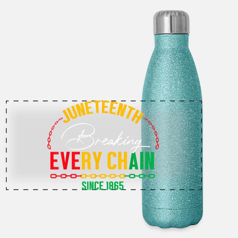 Breaking Every Chain Since 1865 Juneteenth Freedom Panoramic Glitter Thermal Bottle 500 ml