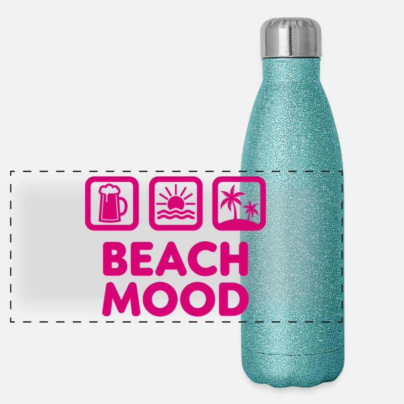 Beach Mood Sommer Sonne Meer Bier Panorama Glitzer Isolierflasche 500 ml