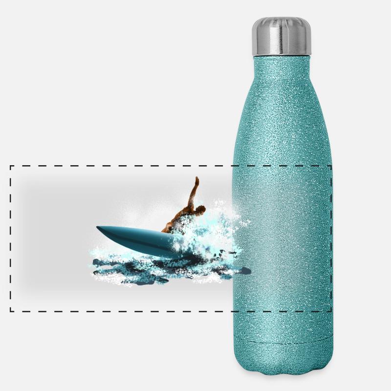 Surfer Storm Wave Surfer Panoramic Glitter Thermal Bottle 500 ml