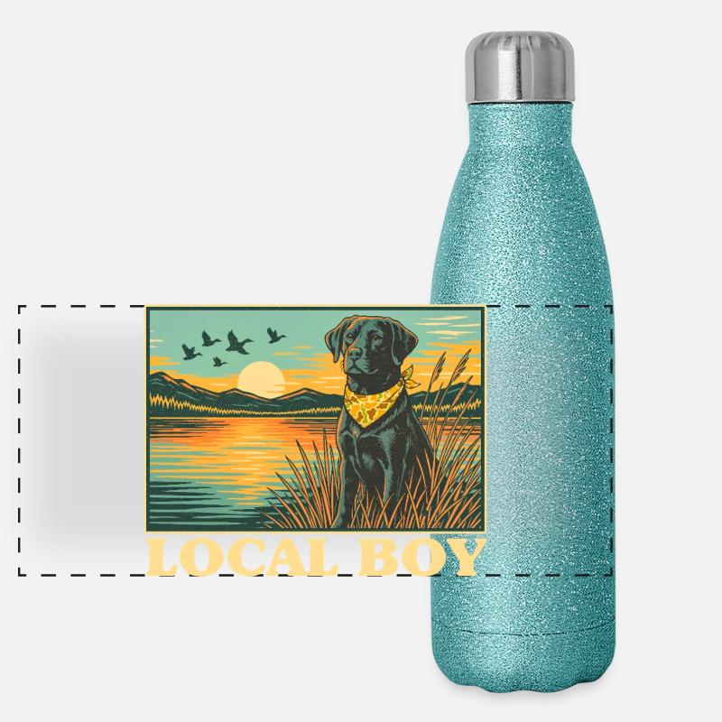 Lokaler Junge Labrador Retriever Jagd im Freien Panorama Glitzer Isolierflasche 500 ml