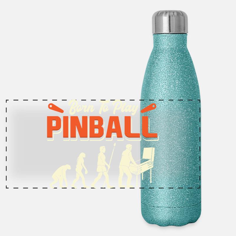 Born To Play Pinball Evolution Panorama Glitzer Isolierflasche 500 ml