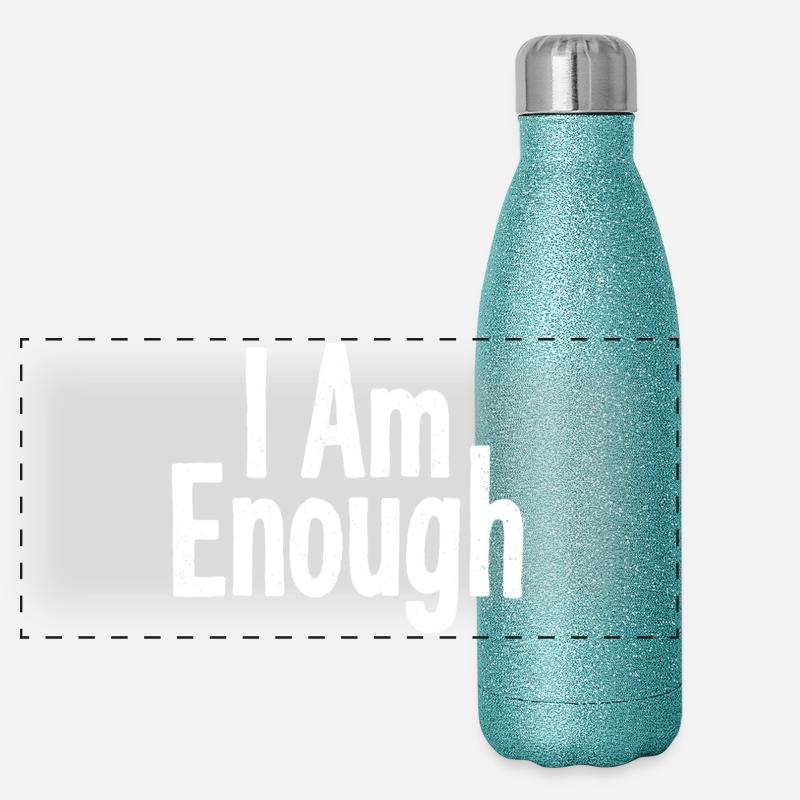 I Am Enough Self-Confidence Statement Panoramic Glitter Thermal Bottle 500 ml
