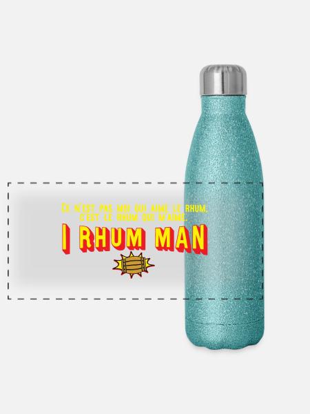 I rhum man cadeau - Gourde isotherme panoramique pailletée 500 ml - paillettes bleues - Devant