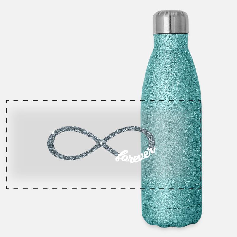 Infinity forever Love Unendlichkeit silber Glitzer - Panorama Glitzer Isolierflasche 500 ml - Blau Glitzer