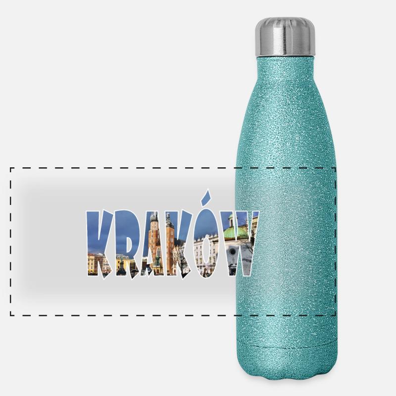 Krakau Polen Panorama Glitzer Isolierflasche 500 ml