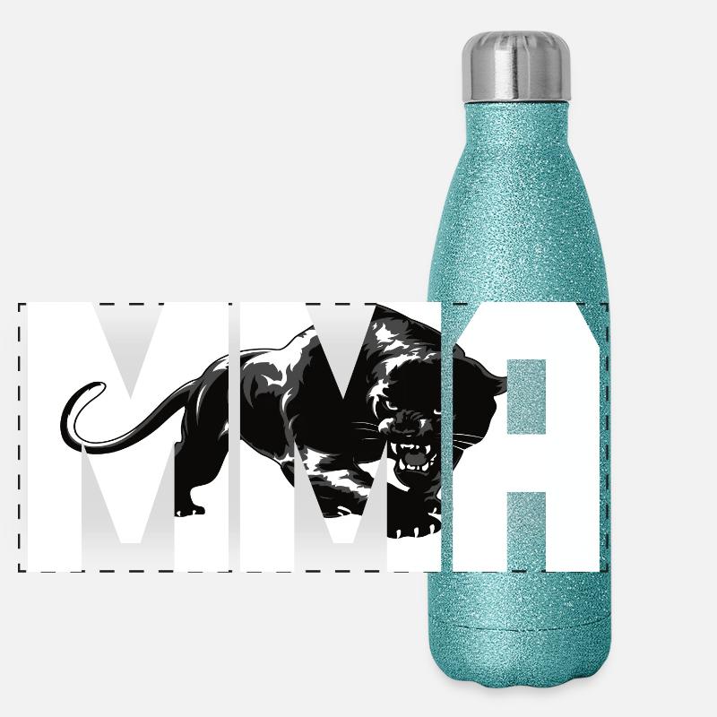 Design MMA avec un gros chat Gourde isotherme panoramique pailletée 500 ml