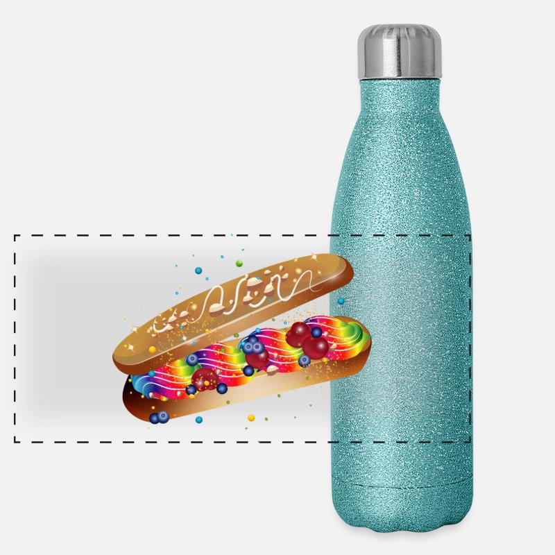 Illustration eines gefüllten kunterbunten Eclairs Panorama Glitzer Isolierflasche 500 ml
