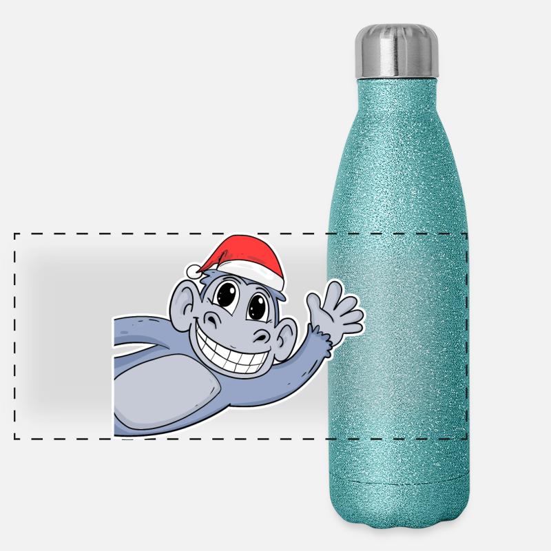 Affe Weihnachten Panorama Glitzer Isolierflasche 500 ml