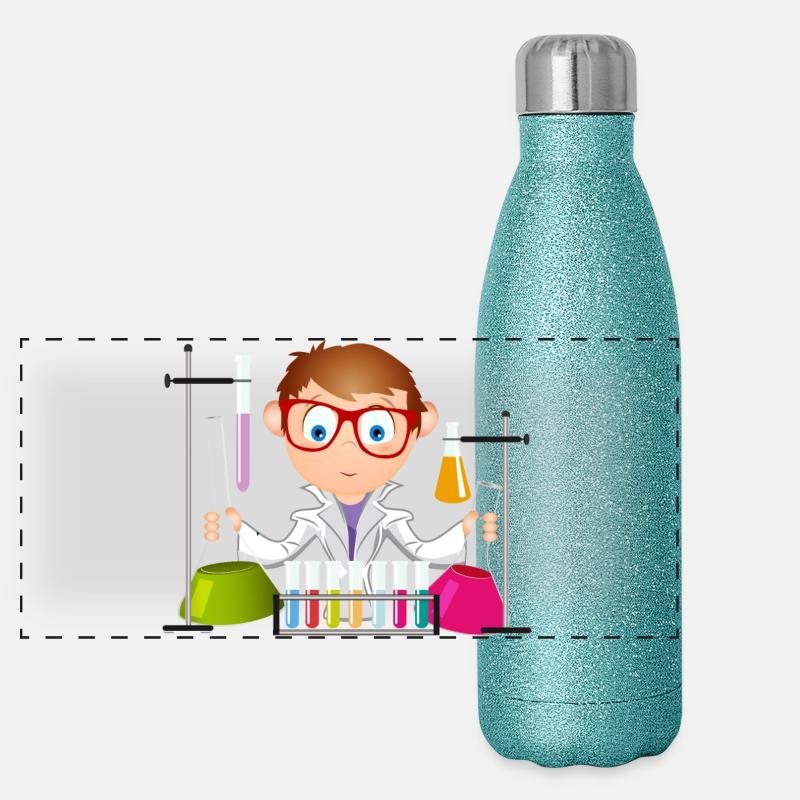 A young man as a scientist in the laboratory Panoramic Glitter Thermal Bottle 500 ml