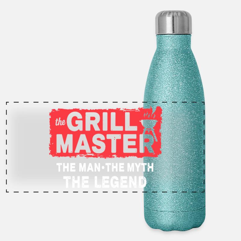 The Grillmaster BBQ Grillen Kultspruch Panorama Glitzer Isolierflasche 500 ml