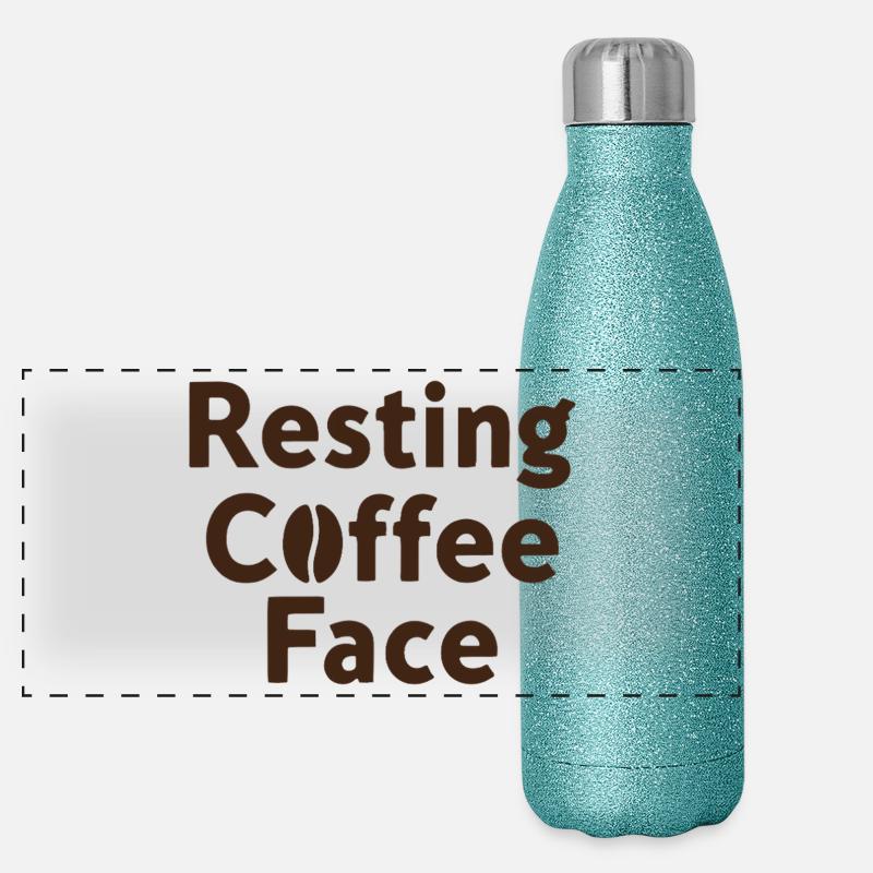 Resting Coffee Face Kaffeeliebe Panorama Glitzer Isolierflasche 500 ml