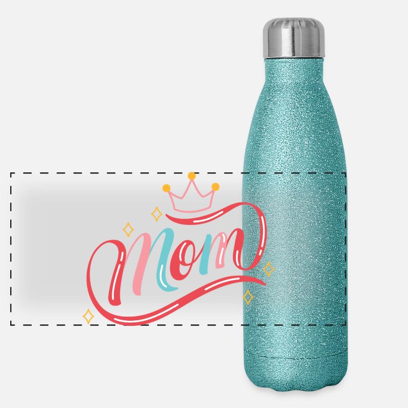 Kronen-Mama-Regenbogenschrift Panorama Glitzer Isolierflasche 500 ml