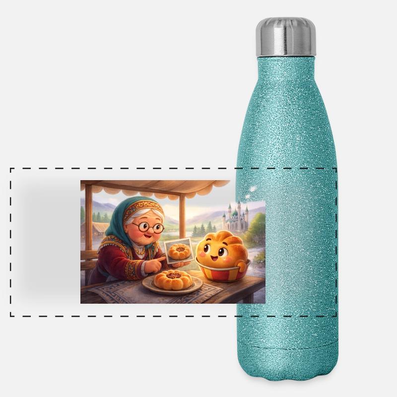 Tatarische Babuschka erklärt dem russischen Beljas Panorama Glitzer Isolierflasche 500 ml