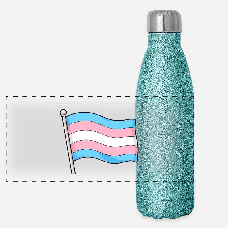 Transgender Flag Pastellwelle Panorama Glitzer Isolierflasche 500 ml