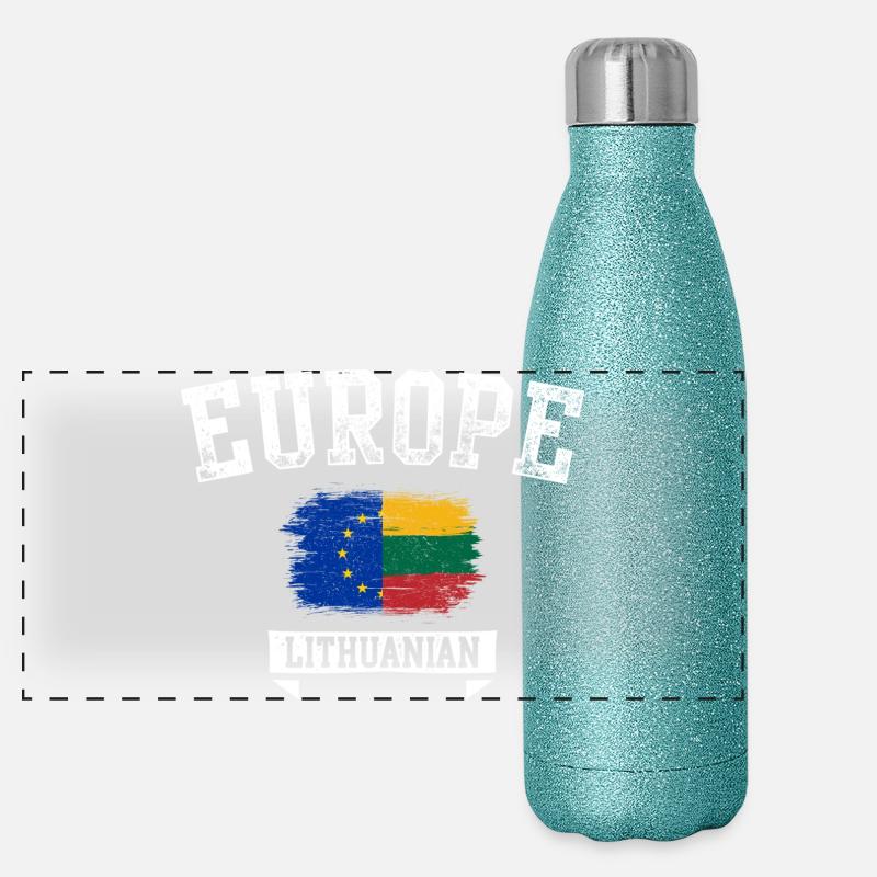 Europe Lithuania Brush Flag Panoramic Glitter Thermal Bottle 500 ml