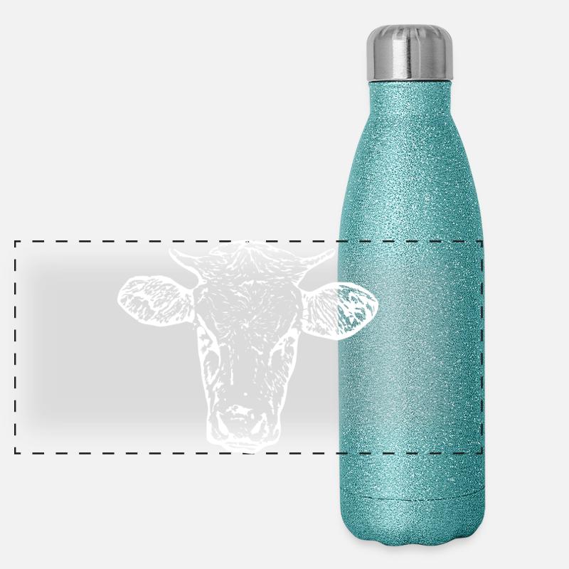 drôle vache tête de vache blanc cadeau fermier Gourde isotherme panoramique pailletée 500 ml
