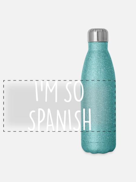 I'M SO SPANISH Spanisch Spanien - Panorama Glitzer Isolierflasche 500 ml - Blau Glitzer