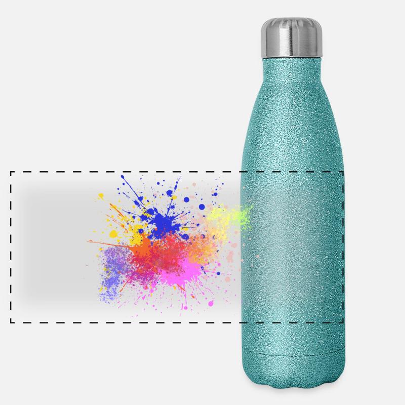 Colored Paint Splashes Art Design Panoramic Glitter Thermal Bottle 500 ml