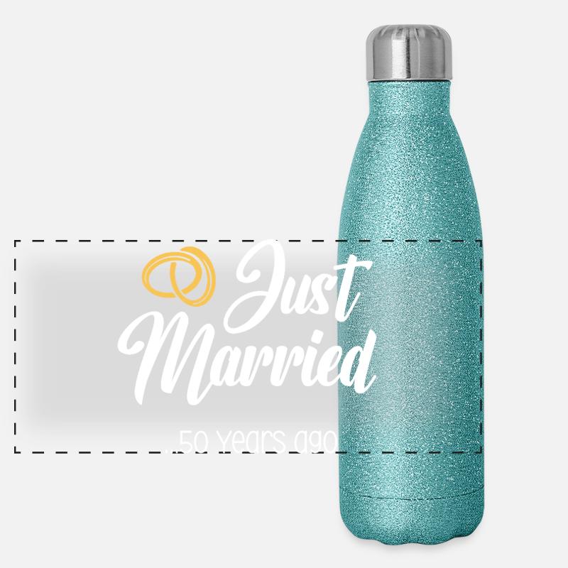 Just Married 50 Jahre Ehe Verheiratet Jubiläum Panorama Glitzer Isolierflasche 500 ml