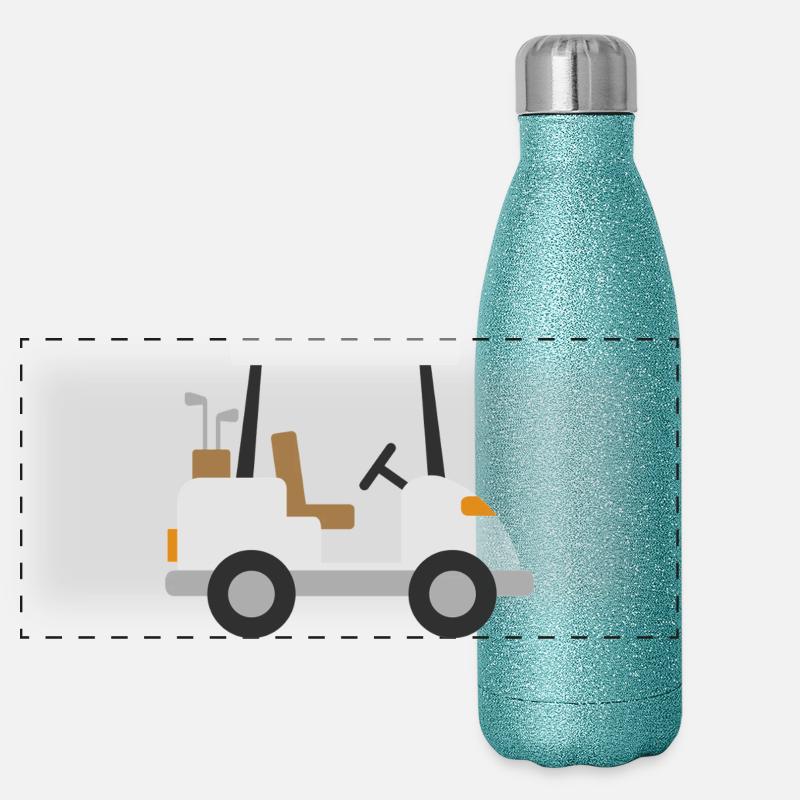 White Golf Cart Panoramic Glitter Thermal Bottle 500 ml