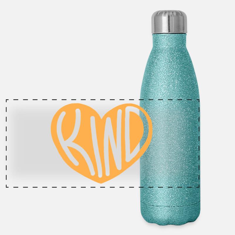 Heart KIND Typography Design Panoramic Glitter Thermal Bottle 500 ml