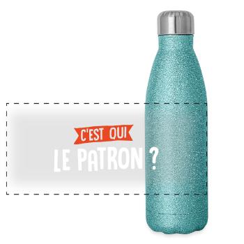 C'est qui le patron ? - Gourde isotherme panoramique pailletée 500 ml - paillettes bleues - Devant
