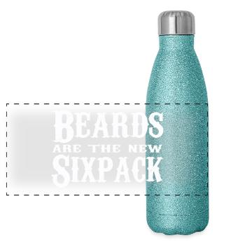 Beards are the new six-packs - Panoramic Glitter Thermal Bottle 500 ml - blue glitter - Front