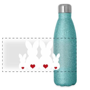 Lapin famille Lapin Lapin de Pâques Pâques Pâques présente - Gourde isotherme panoramique pailletée 500 ml - paillettes bleues - Devant
