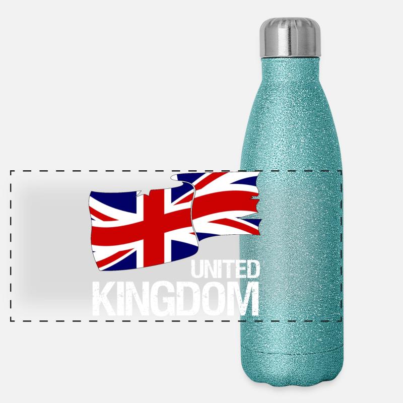 Drapeau britannique Union Jack - Design Gourde isotherme panoramique pailletée 500 ml