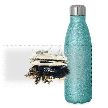Rostock Stadion - Panorama Glitzer Isolierflasche 500 ml - Blau Glitzer - Vorne