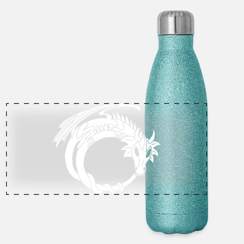 Der Ring des weißen Drachen Panorama Glitzer Isolierflasche 500 ml
