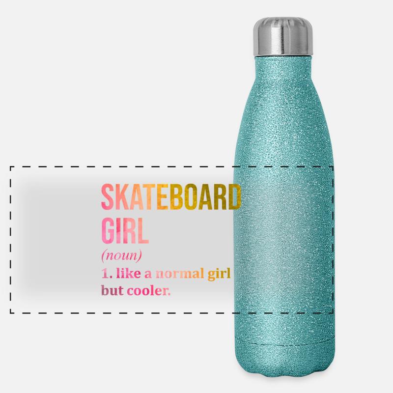 Skateboarding - Panoramic Glitter Thermal Bottle 500 ml - blue glitter