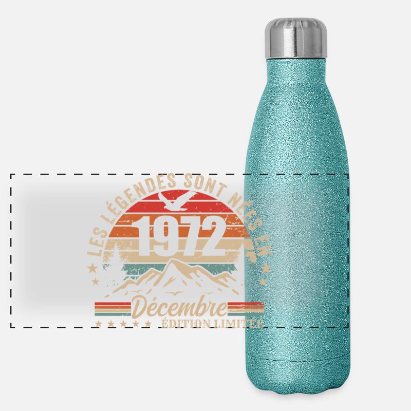 Rétro Décembre 1972 - Cadeau 53 Ans Gourde isotherme panoramique pailletée 500 ml