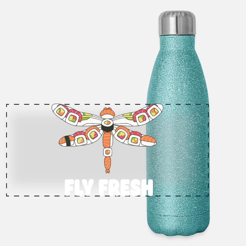 Sushi Dragonfly Fly Fresh Panoramic Glitter Thermal Bottle 500 ml