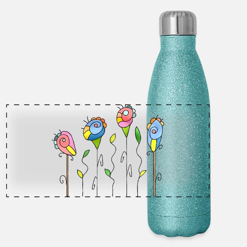 Blumen Panorama Glitzer Isolierflasche 500 ml
