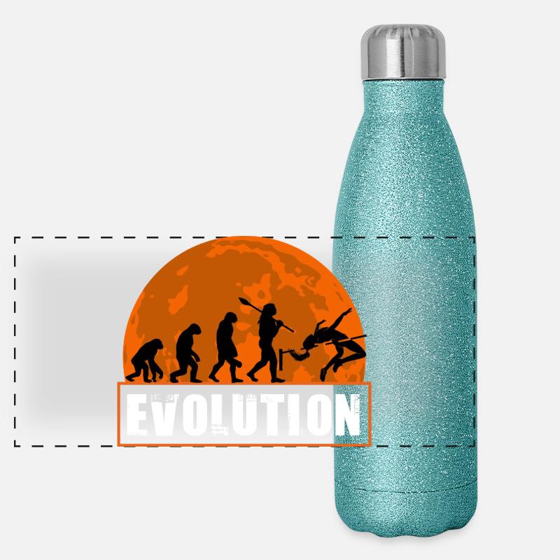 High Jumping Evolution Retro Athlete Silhouette Panorama Glitzer Isolierflasche 500 ml