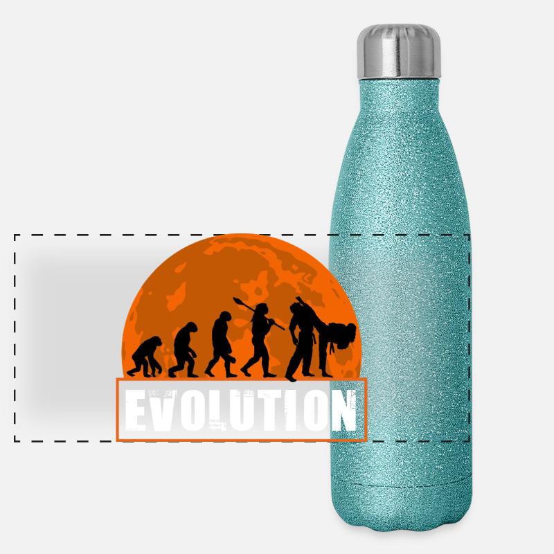 Judo Evolution Martial Arts Sonnenuntergangs-Silhouette Panorama Glitzer Isolierflasche 500 ml